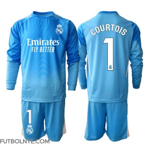 Camiseta Real Madrid Thibaut Courtois #1 Portero Primera Equipación para niños 2025-26 manga larga (+ pantalones cortos)